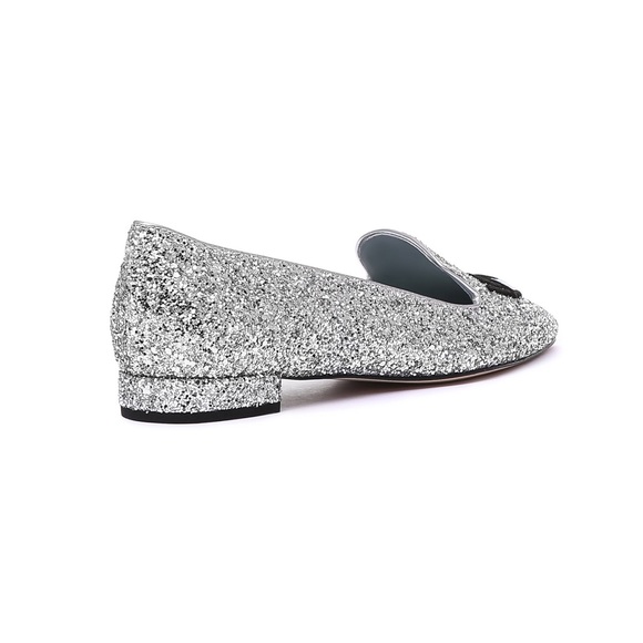 😉💋 Logomania Pointy Toe Glitter Loafers - Silver - Picture 4 of 7